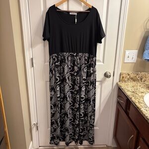 Amazon Nemidor Black and White Maxi Paisley Dress 18 NWT